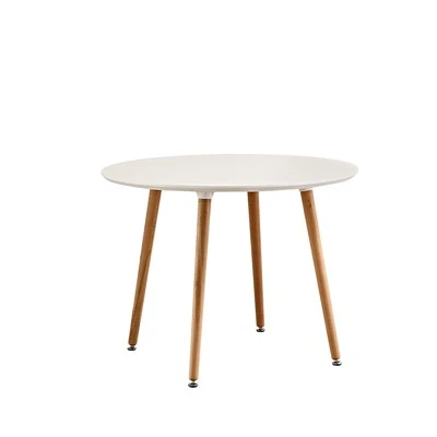 Eames Beyaz Fiberboard Kare Yemek Masası Ahşap Ayaklı